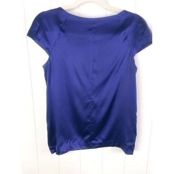 Theory Women's Silk Lowther Pleat Neck Blouse Top‎ Blue S - Picture 9 of 10